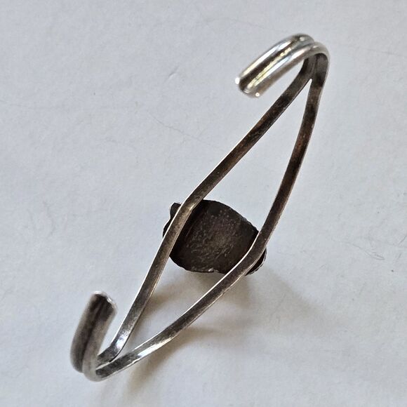 Vtg Natural Turquoise Leaf Old Pawn Cuff Bracelet Sterling Handmade Southwestern - Picture 7 of 11